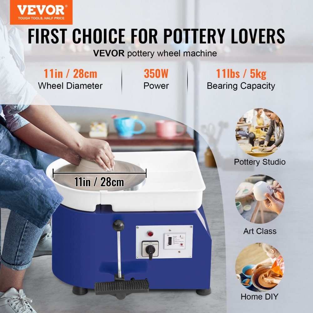 Pottery Wheel Ceramic Disc Machine 350W, Electric Pottery Wheel Machine 28cm 300RPM Pottery Wheel Machine, with Pedal and Apron Forming Machine, Suitable for Beginners, Enthusiasts, etc