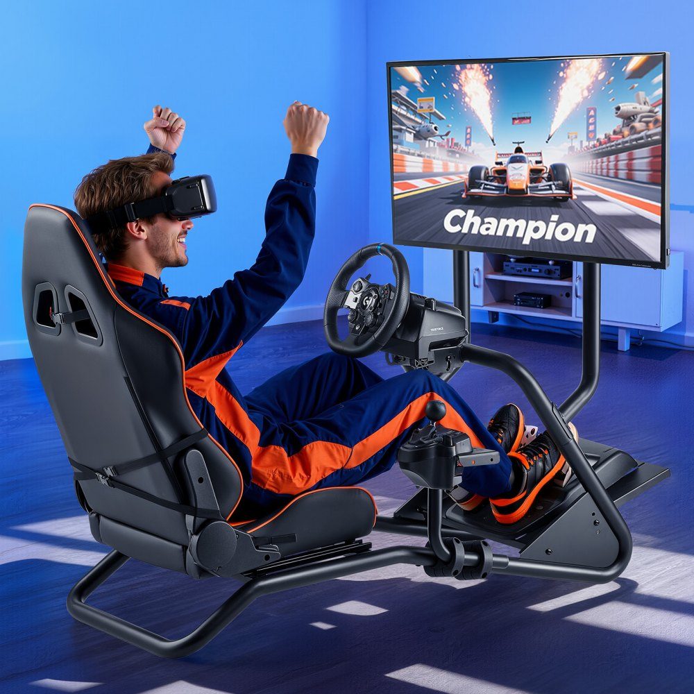 Lenkradständer, Rennradständer, Simulator-Cockpit mit Monitorständer, für Logitech G25, G27, G29, G920, G923, Thrustmaster T300RS, TX F458, T500RS, T3PA-PRO (F1/GT) und CSR-Pedale