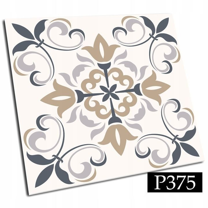 9x selbstklebende PVC-Fliesen, 30x30 cm, ORIENTALISCHE BLUME beige