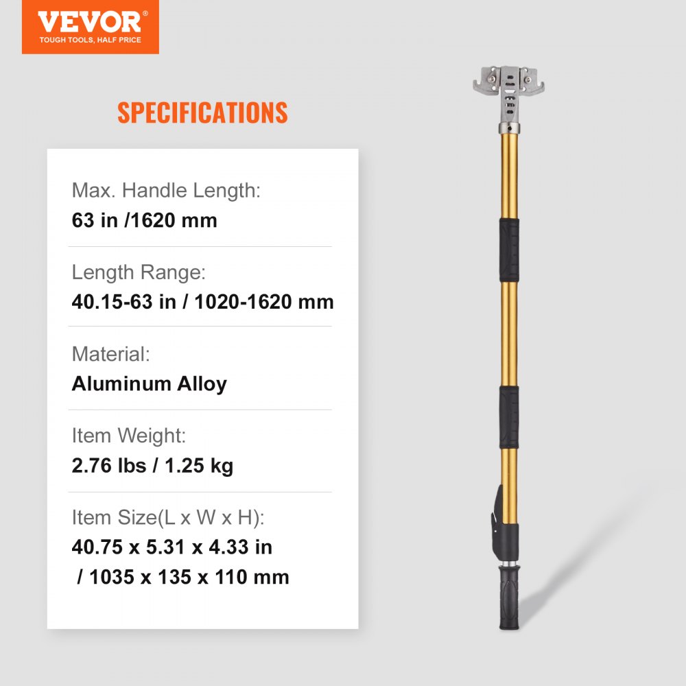 Flacher Kastengriff für Trockenbau, flacher Endgriff, 112–163 cm ausziehbar, Farbe Flacher Kastengriff für Trockenbau, flacher Endgriff, 112–163 cm ausziehbar, Farbe
