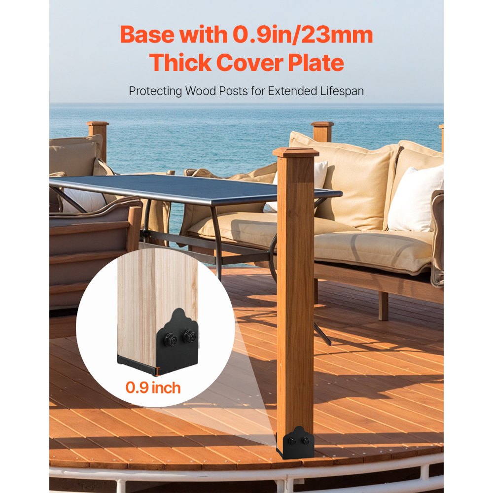 Support de poteau, 2 pièces, dimensions intérieures 150x141 mm compatible avec poteaux 152,4x139,7/139,7x139,7/147,3x139,7mm, manchon à visser pour support de garde-corps de terrasse pavillon, plaque de base de pont, noir Support de poteau, 2 pièces, dimensions intérieures 150x141 mm compatible avec poteaux 152,4x139,7/139,7x139,7/147,3x139,7mm, manchon à visser pour support de garde-corps de terrasse pavillon, plaque de base de pont, noir