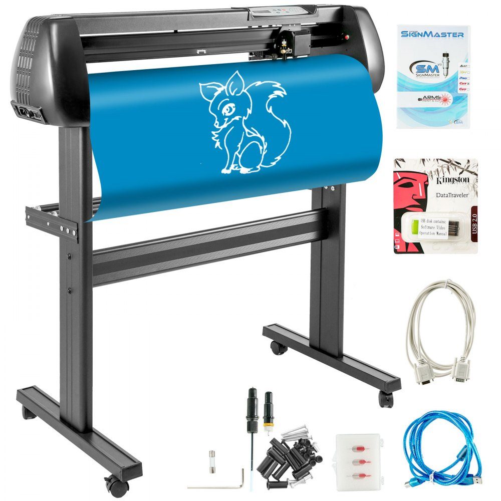 Schneideplotter 870 mm Folienschneider Vinylschneidemaschine, Plotterschneider, max. Schnittbreite 780 mm, Schnittdruck 500g, Geschwindigkeit 800 mm/s, Hobbyplotterspeicher 128K-2M, Signmaster