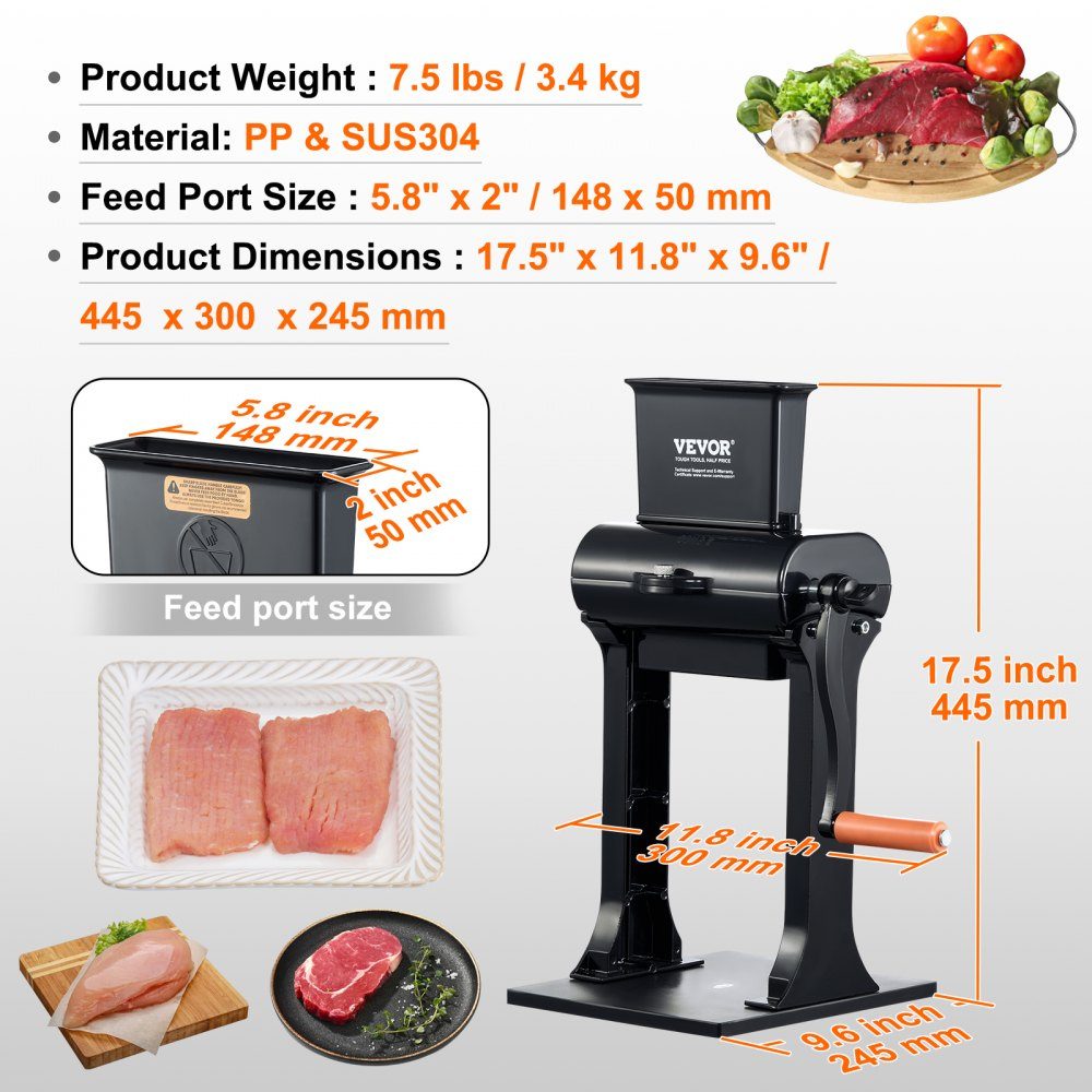 Meat Tenderizer Machine 445x300x245mm Meat Tenderizer 420 Stainless Steel Meat Tenderizer Blades Steak Tenderizer for Chicken Beef Pork Steak Kitchen Home Restaurant Cooking Accessories