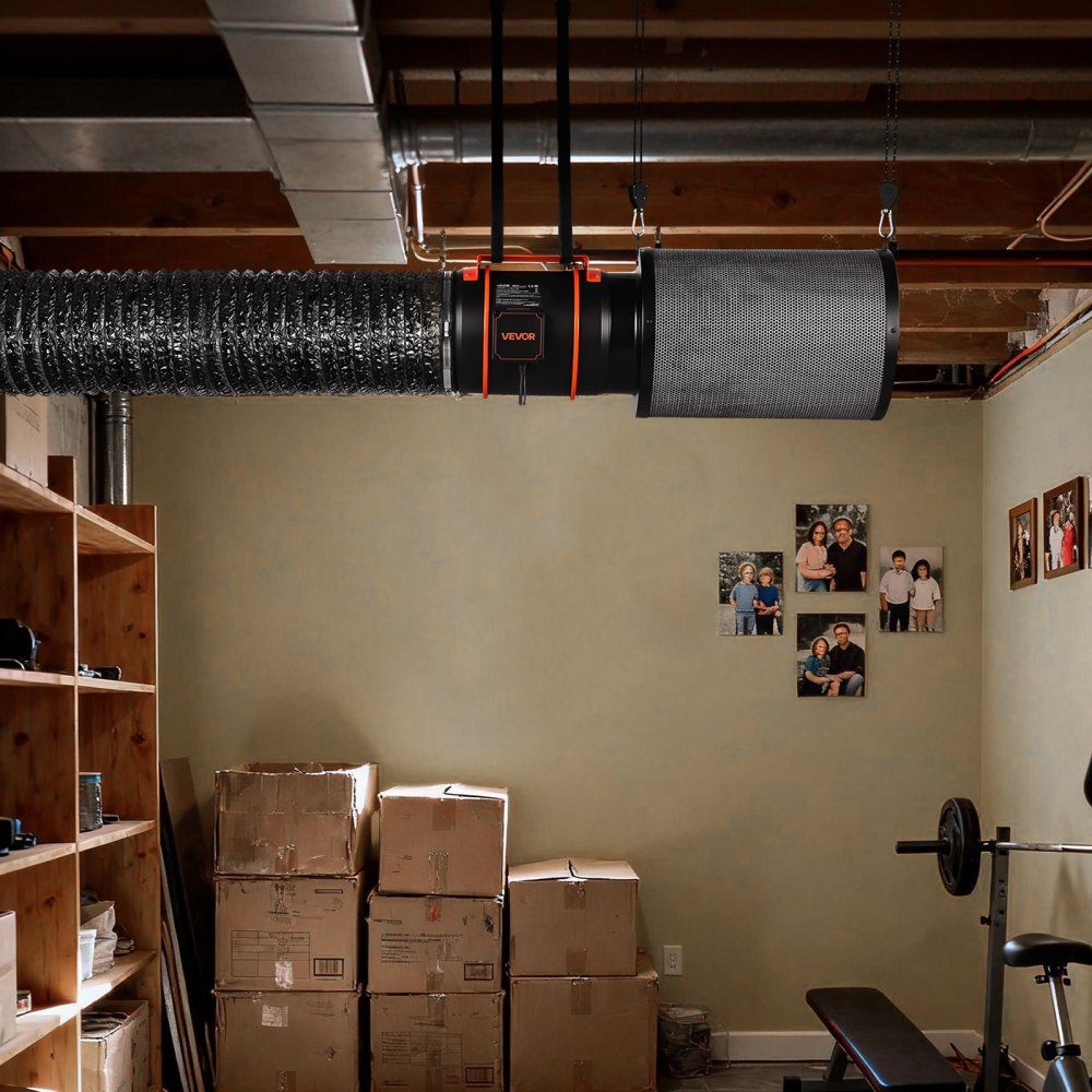 203-mm-Rohrventilator mit Kohlefilter, 1372 m³/h Inline-Rohrventilator mit PWM und App-Steuerung, Kanalventilator mit 10 Stufen, 9-Stunden-Timer und EC-Motor, Abluftventilator für den Rauchabzug im Gewächshauskeller