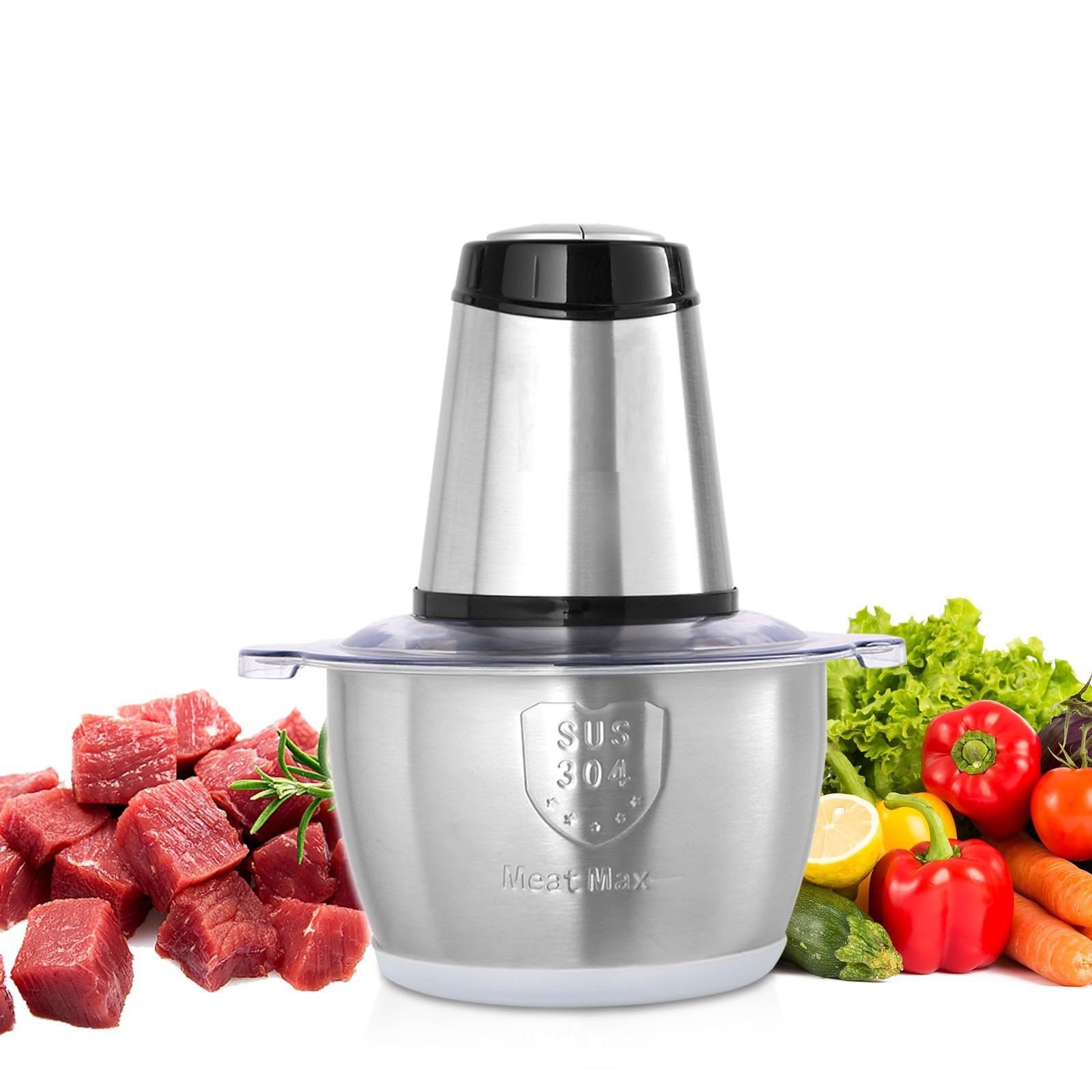 Robot culinaire électrique 400 W - hachoir à viande et hachoir multifonctionnel d'une capacité de 2 litres