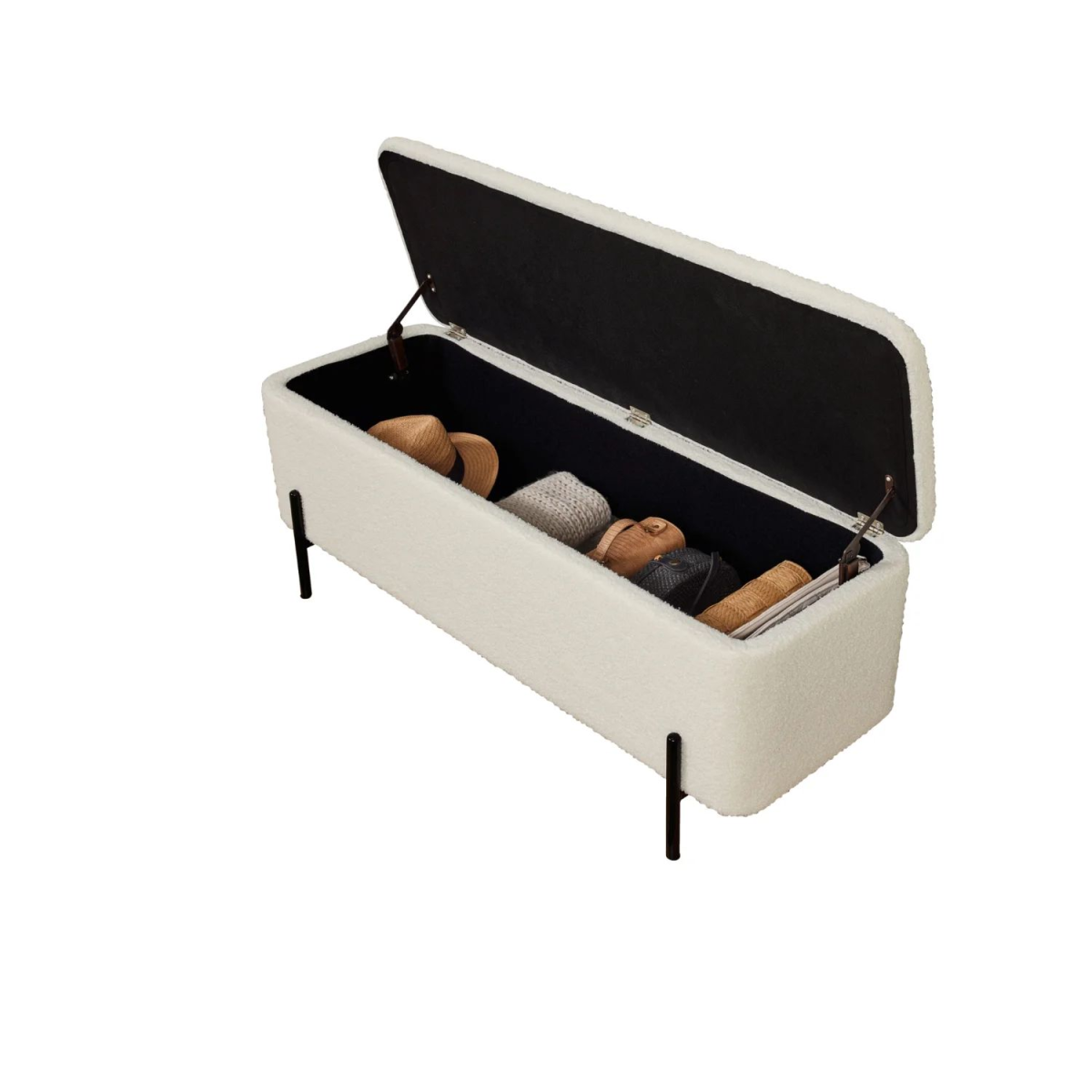 LIVARNO® upholstered bench with teddy cover and metal legs