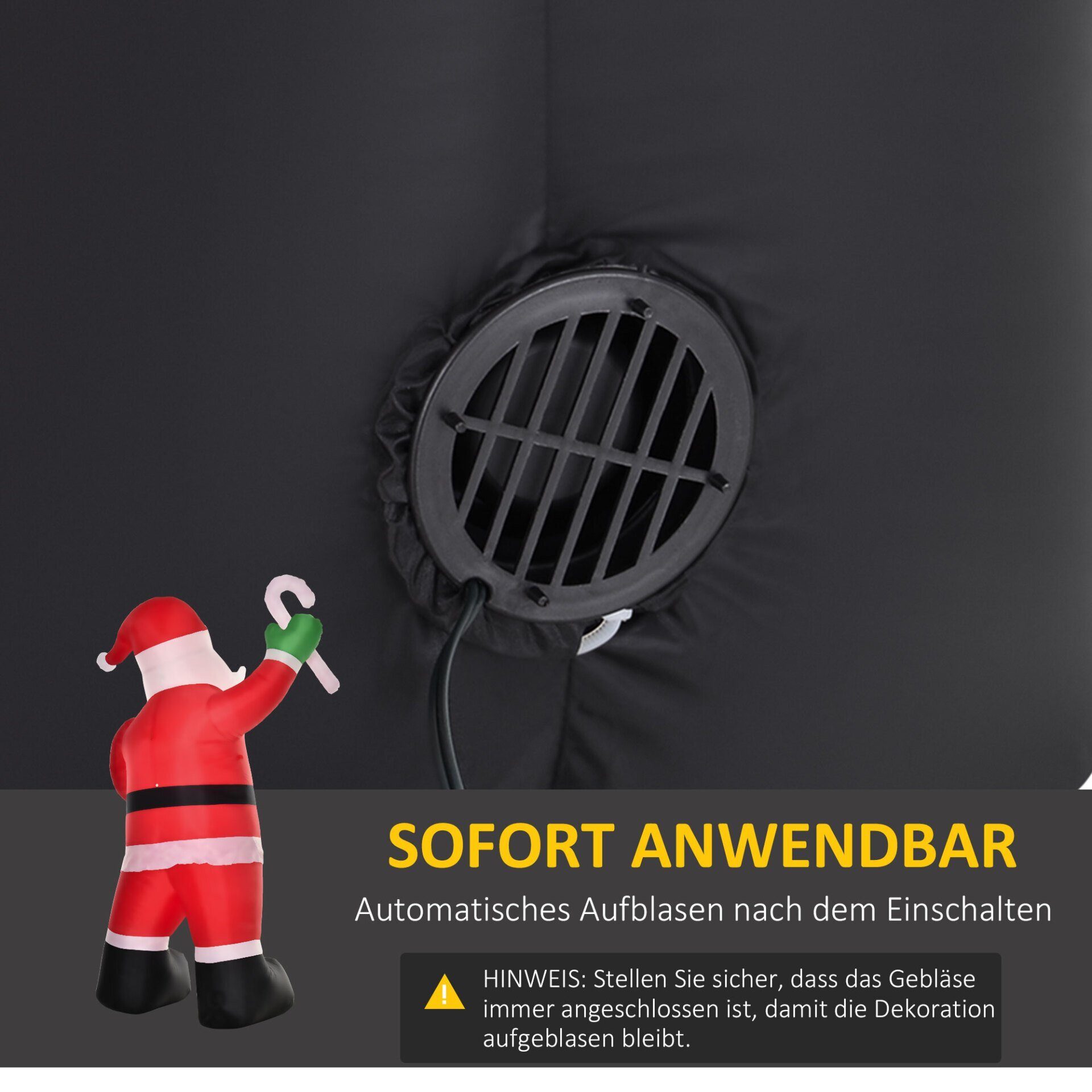 Décoration de Noël, canne en bonbon gonflable du Père Noël avec lumières et accessoires