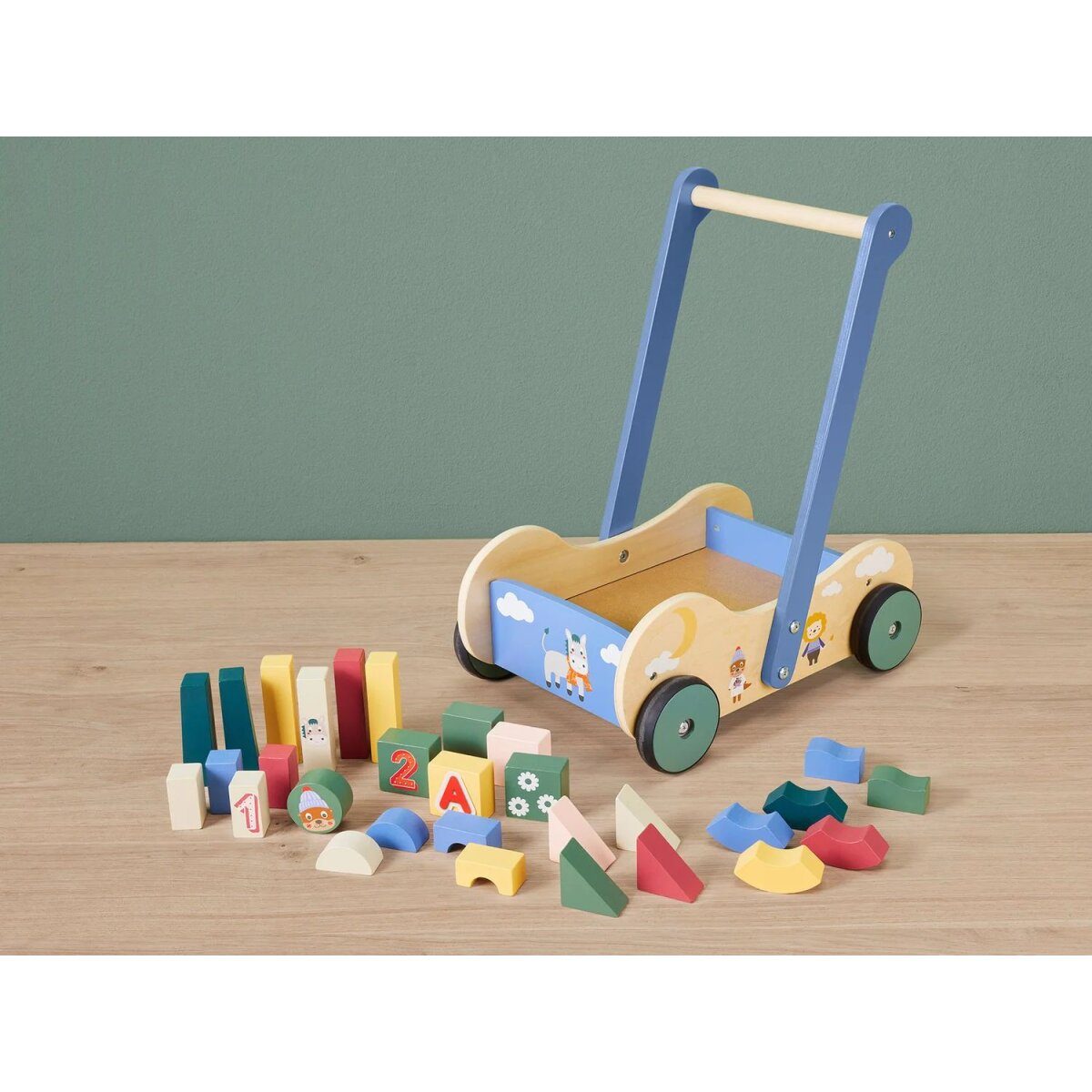 lupilu® push cart / motor skills cube, made of wood (motor skills cube)