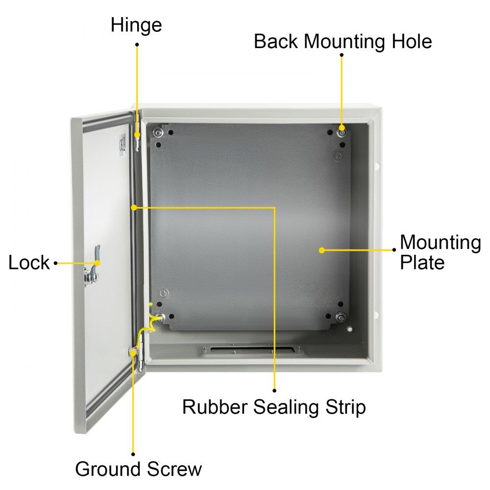 Steel electrical box, electrical enclosure, 20x20x15 cm, carbon steel, IP65