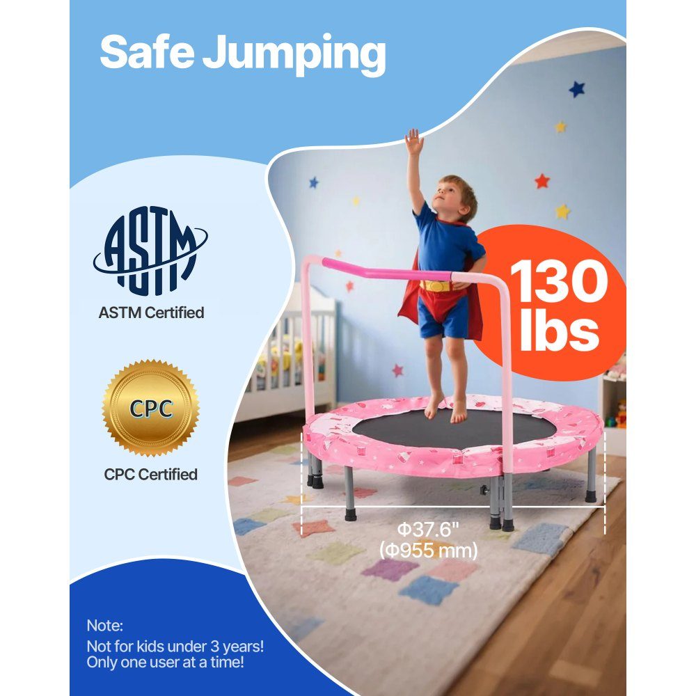 Children's Trampoline, Outdoor Trampoline, 36 Inch, Foldable Trampoline with Handle, Rebounder Trampoline, Garden Trampoline for Toddlers, Birthday Gift for Children Ages 3 and Up, 100kg Load Capacity, Red