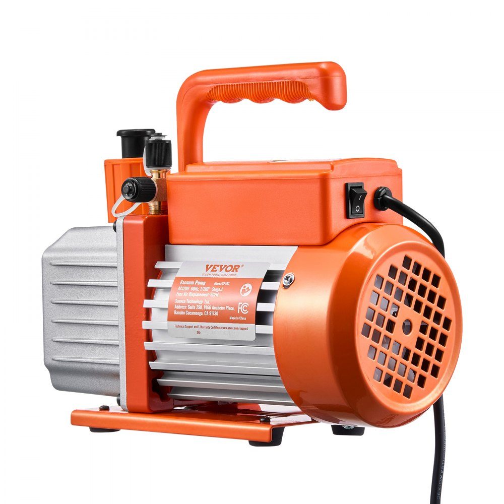 Vacuum Pump, 5 CFM HVAC Single Stage Rotary Vane Vacuum Pump for R134a, R22, R410a Systems, Auto AC Vacuum Pump Kit with Oil Bottle for Auto Air Conditioning Maintenance and Resin Degassing
