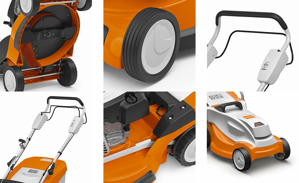 Stihl RME 235 electric lawn mower + professional gloves (1200 W, 33 cm). Light and maneuverable starter set
