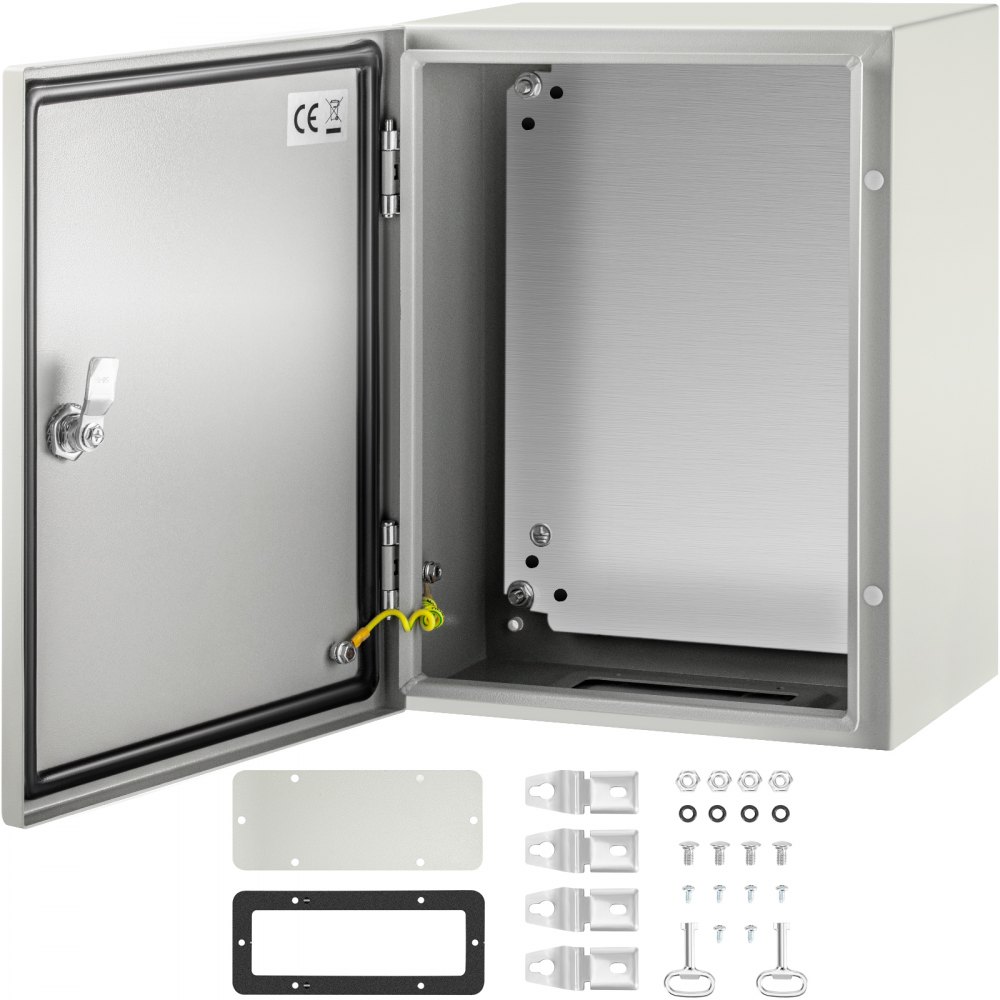 Armoire de commande Boîtier industriel NEMA, boîtier de commande en acier NEMA 4X 40 x 30 x 20 cm, IP66 étanche à l'eau et à la poussière, boîte de jonction électrique extérieure/intérieure, avec plaque de montage Armoire de commande Boîtier industriel NEMA, boîtier de commande en acier NEMA 4X 40 x 30 x 20 cm, IP66 étanche à l'eau et à la poussière, boîte de jonction électrique extérieure/intérieure, avec plaque de montage