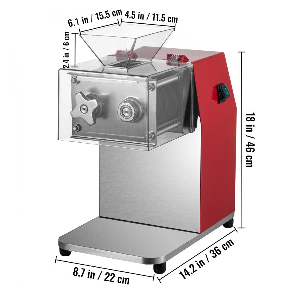 Kommerzieller Fleischschneider, 850 W, Fleischschneider, 250 kg/Stück. Allzweckschneider, 3,5 mm Klingenabstand, Allesschneider, 90 x 90 mm Klingengröße, Wurstschneider, Gemüseschneider