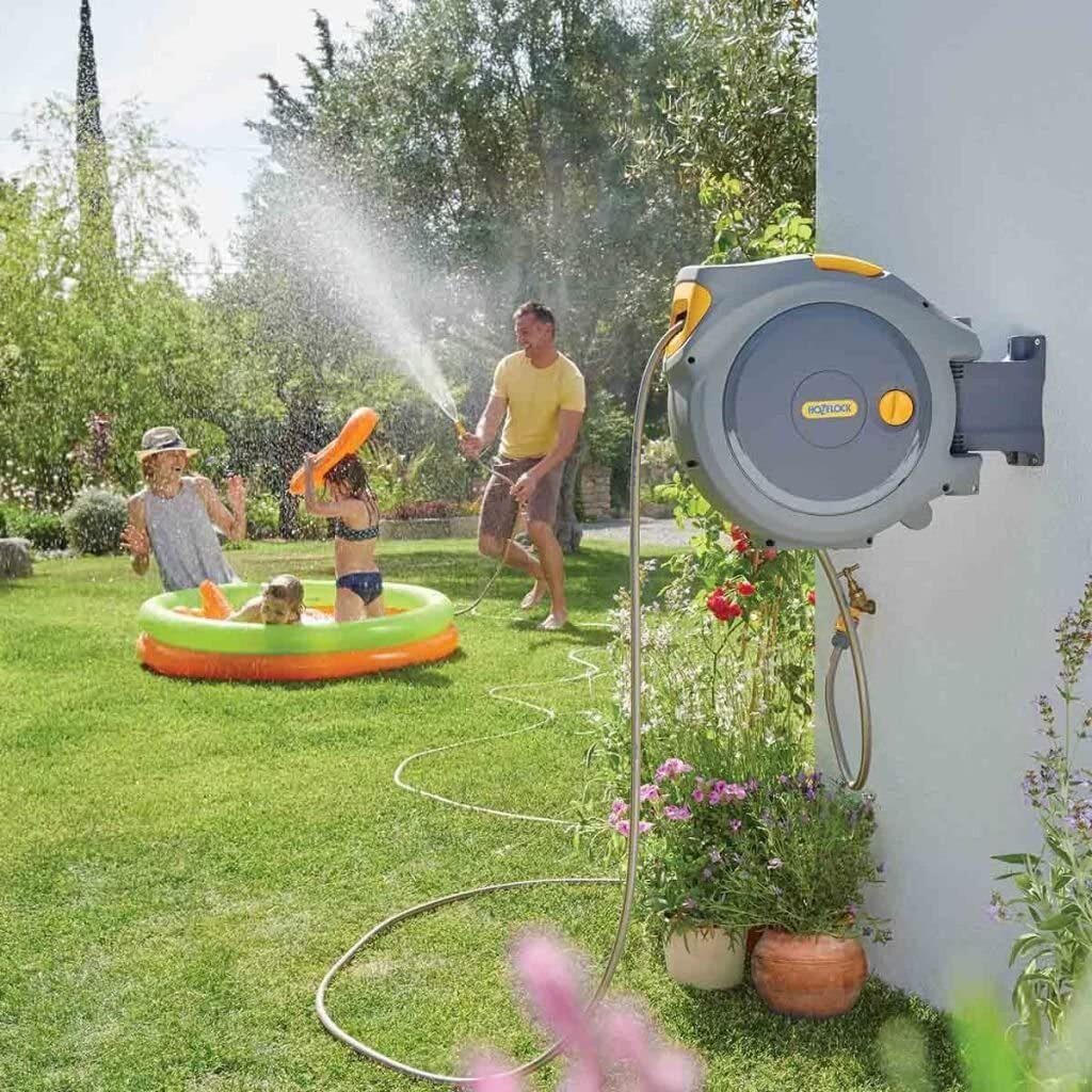 #SALE# Hozelock wall mounted hose reel mit 25-m-Schlauchwagenaufroller