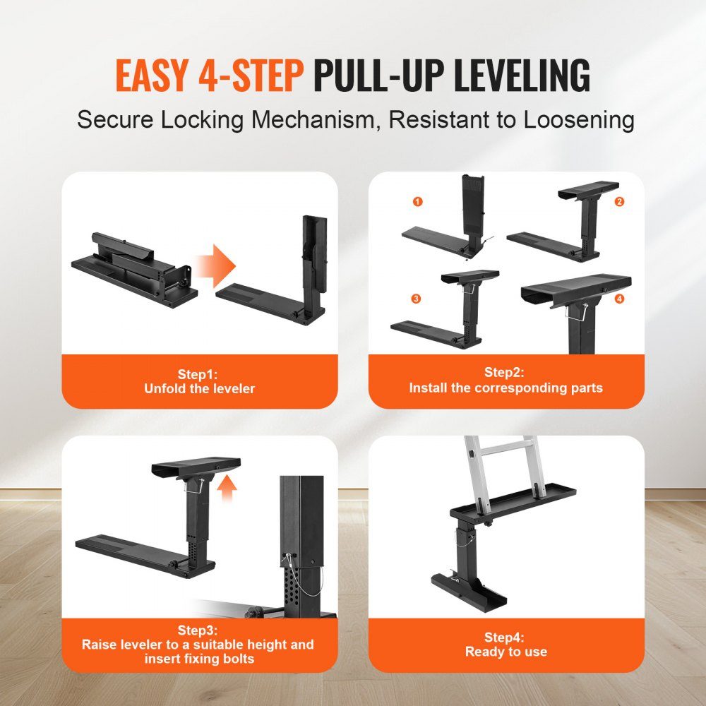 Ladder Leveler, 594,36 x 289,5-457,2 mm Ladderstabilisator voor stalen ladders, opvouwbare ladderbeenleveler, eenvoudig te gebruiken beenstabilisator, accessoires voor verlengingsladders
