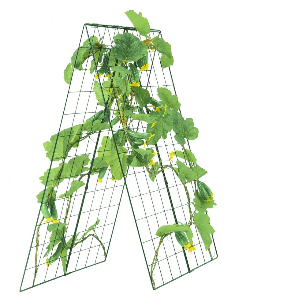 Kletterpflanzen-Spalier, 117 x 84 cm, faltbares Rankgitter-Set mit Pflanzenklammern, Metall-Kletterhilfe für Hochbeete, Unterstützung für das Pflanzenwachstum im Freien für Tomaten, Kürbisse, Gemüse