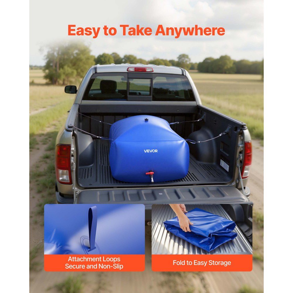 Conteneur de stockage de vessie d'eau 540 L, sac de stockage d'eau en PVC 1000D durable, vessie de stockage d'eau, idéal pour le camping, l'arrosage du jardin, les camping-cars et les urgences, bleu