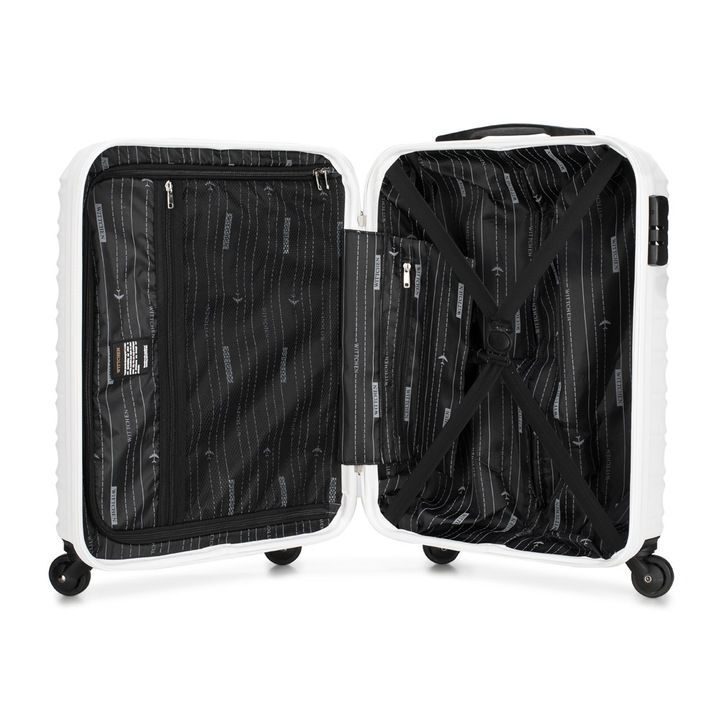 Valise premium valise de voyage valise de bord avec baleines plastique ABS 34l blanc