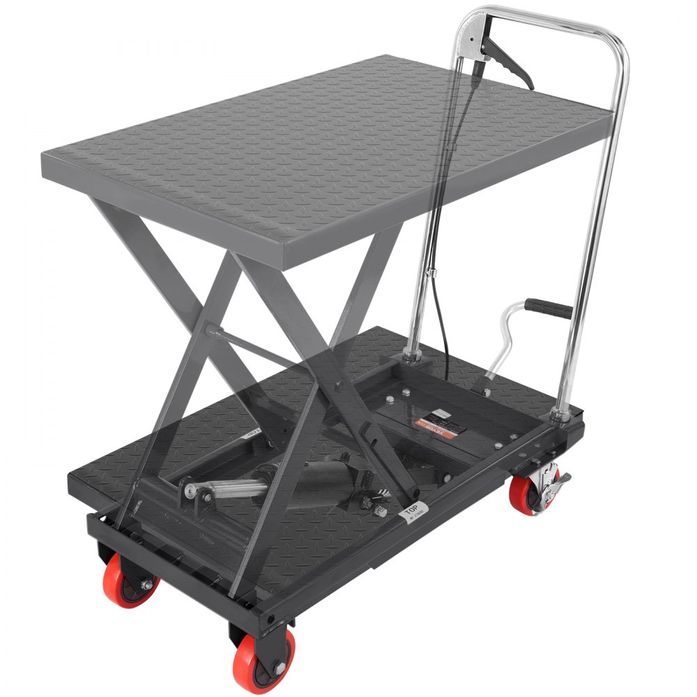 Hydraulic scissor lift table 230 kg load capacity lifting table trolley 220-720 mm lifting range lifting table workshop 700 x 450 mm platform scissor lift truck single scissors black factories warehouses Hydraulic scissor lift table 230 kg load capacity lifting table trolley 220-720 mm lifting range lifting table workshop 700 x 450 mm platform scissor lift truck single scissors black factories warehouses