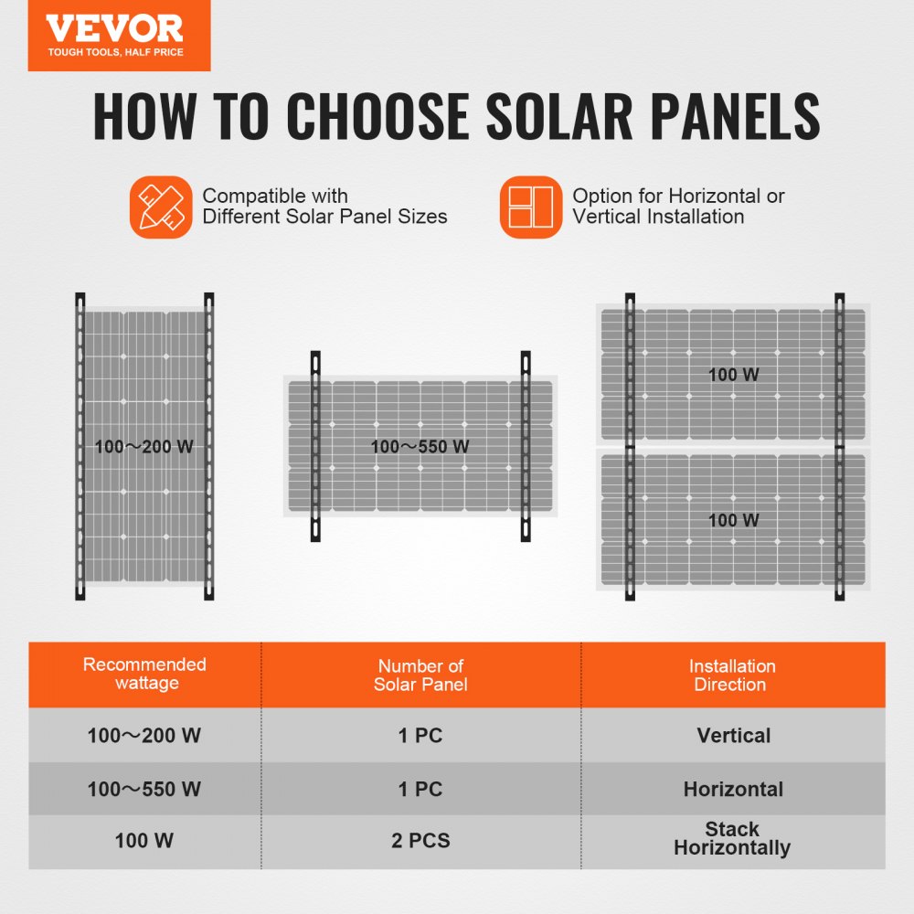 Zonnepaneelbeugels 50" 0-90° verstelbare zonnepaneelbeugels voor 100-550W zonnepanelen, lichtgewicht aluminium beugels met opvouwbare kantelpoten voor campers, daken, boten, off-grid