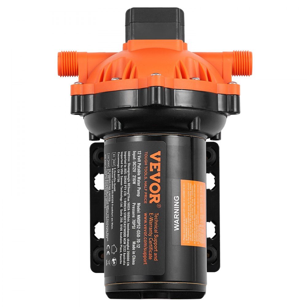 12-V-Membranpumpe, 18,93 l/min, 5-Kammer-Gleichstrom-Wasserpumpe mit automatischem Druckschalter, 40–100 PSI, verstellbar, 70 PSI, 1/2 Zoll MNPT-Anschluss für Wohnmobil, Yacht, Food Truck, Camper, Marine