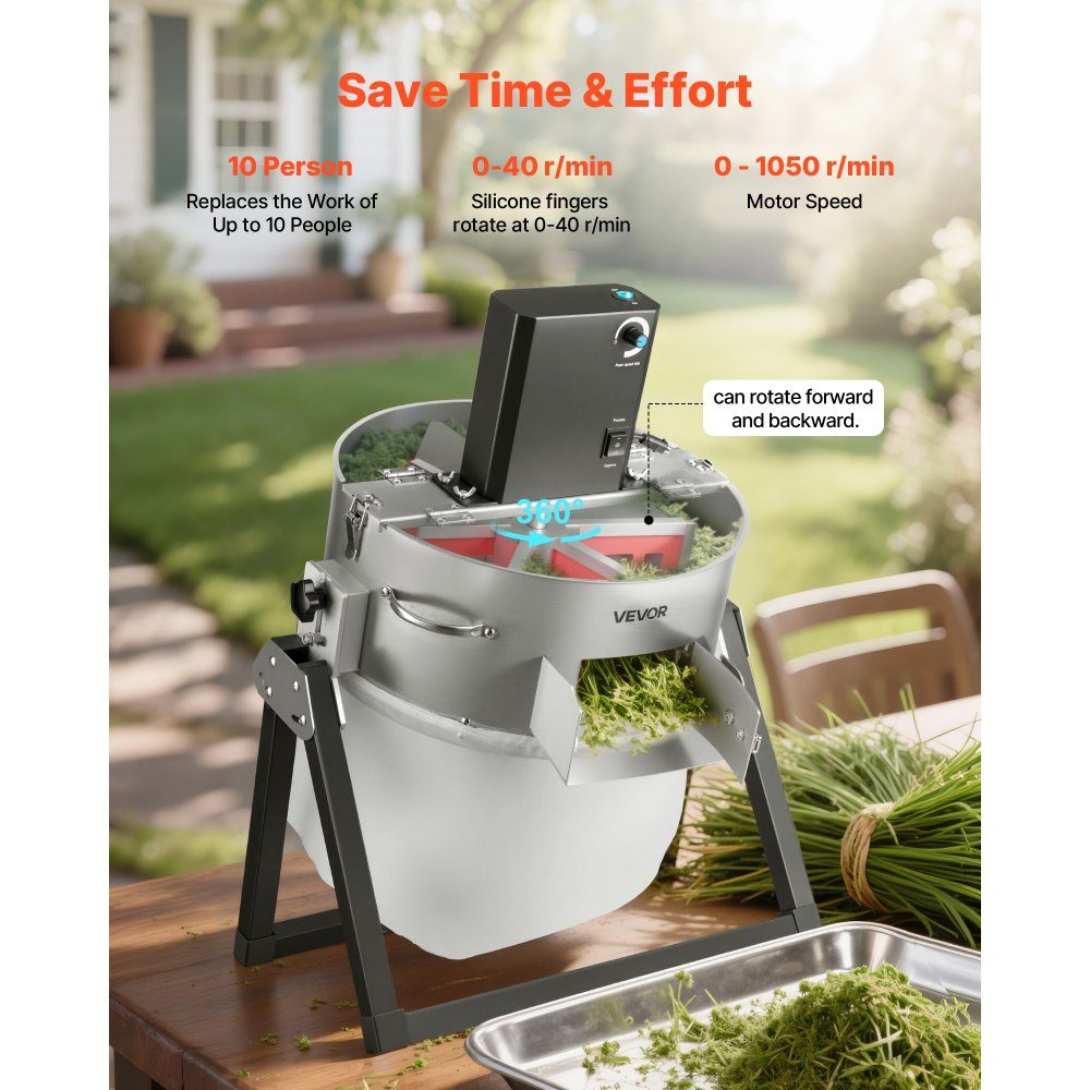 Harvester, 2 in 1 Manual and Electric, 370mm Bud Cutter with Stainless Steel Blades, Wet Dry Hydroponic Cutting Machine with Drying Rack, for Plant Buds and Flowers
