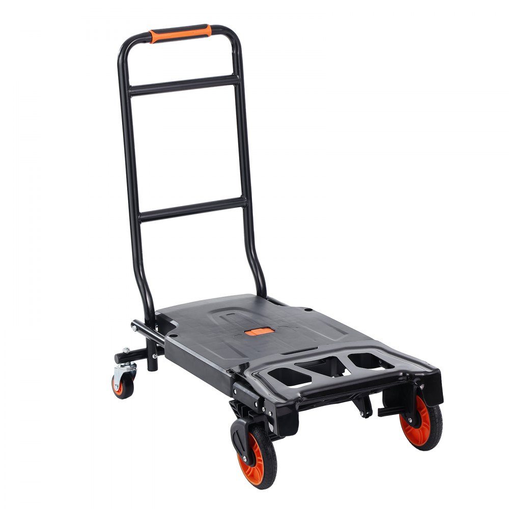 2 in 1 Folding Hand Truck 136kg Load Capacity Transport Trolley Aluminum Alloy Carbon Steel Hand Truck ⇋ Platform trolley for indoor and outdoor loading and transport tasks