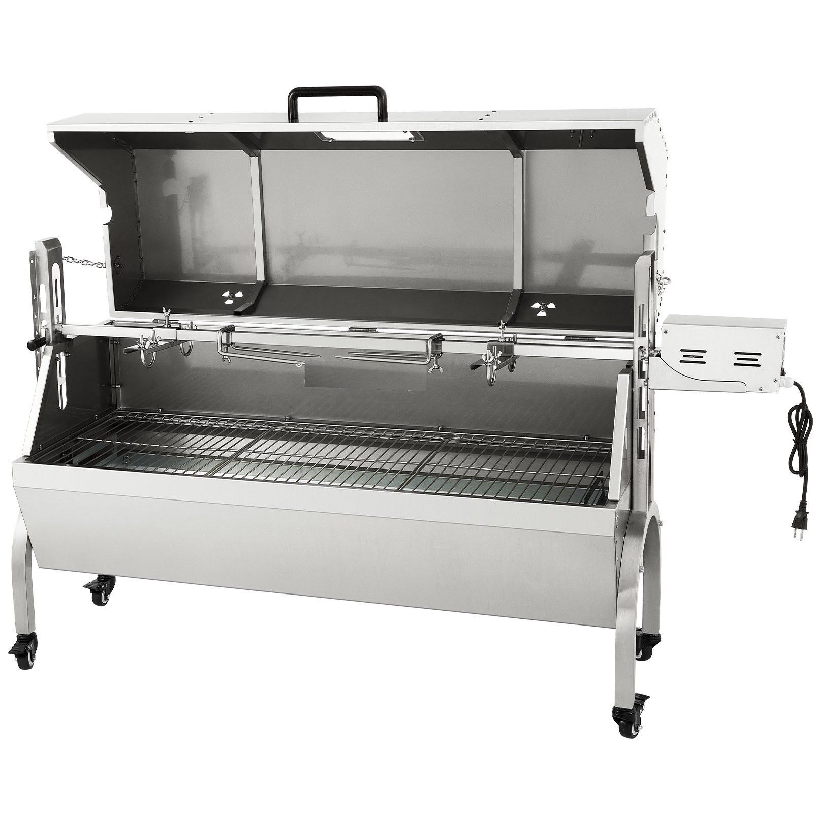 Premium Gewerbe Spanferkel Lammbräter elektrischer Drehspieß Grill BBQ Set Edelstahl-Holzkohlegrill Grillwagen Outdoor Camping Garten 127 cm Premium Gewerbe Spanferkel Lammbräter elektrischer Drehspieß Grill BBQ Set Edelstahl-Holzkohlegrill Grillwagen Outdoor Camping Garten 127 cm
