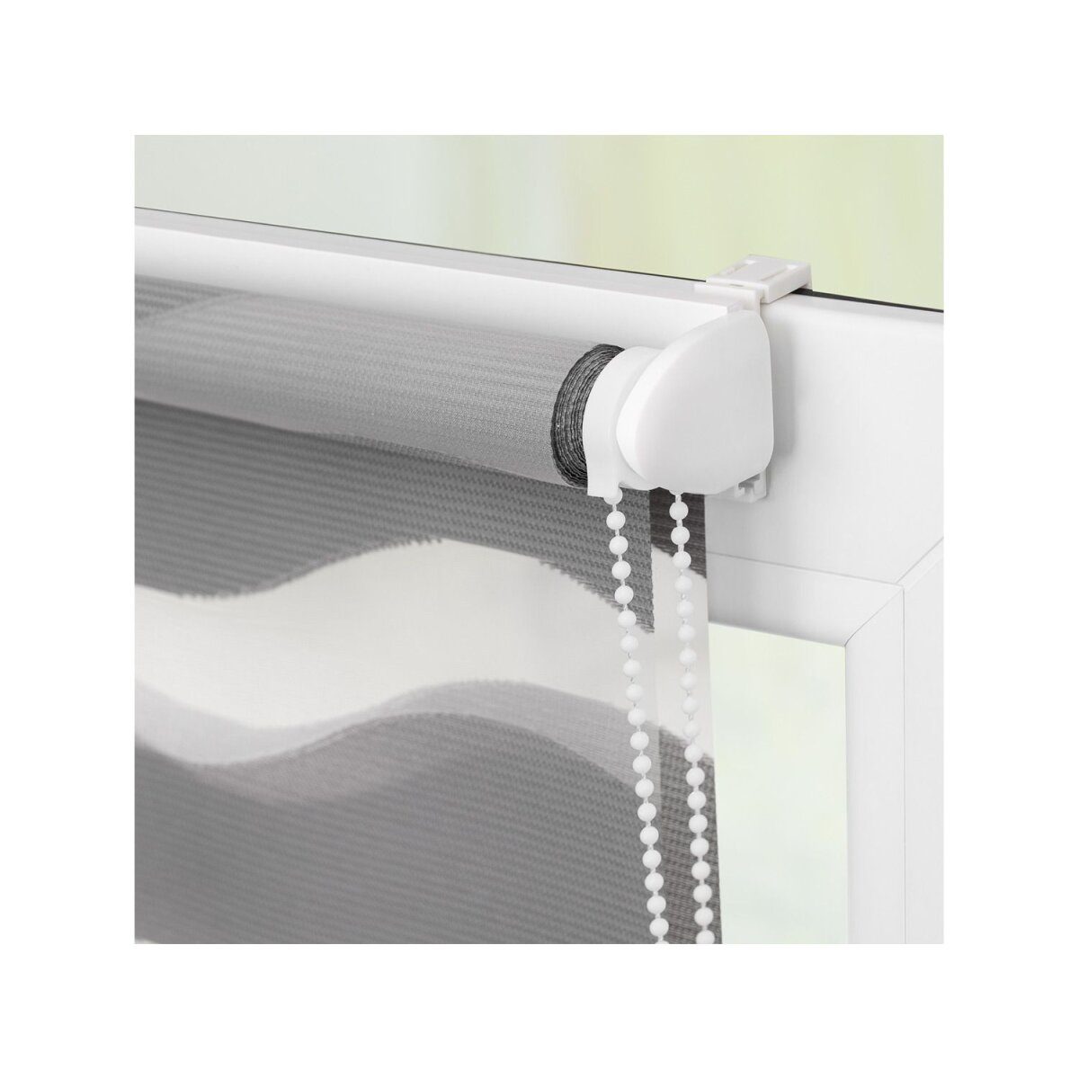 Lichtblick Duo Store enrouleur Wave Klemmfix, sans perçage, à partir de 45 x 150 cm (gris, 80x220 cm)