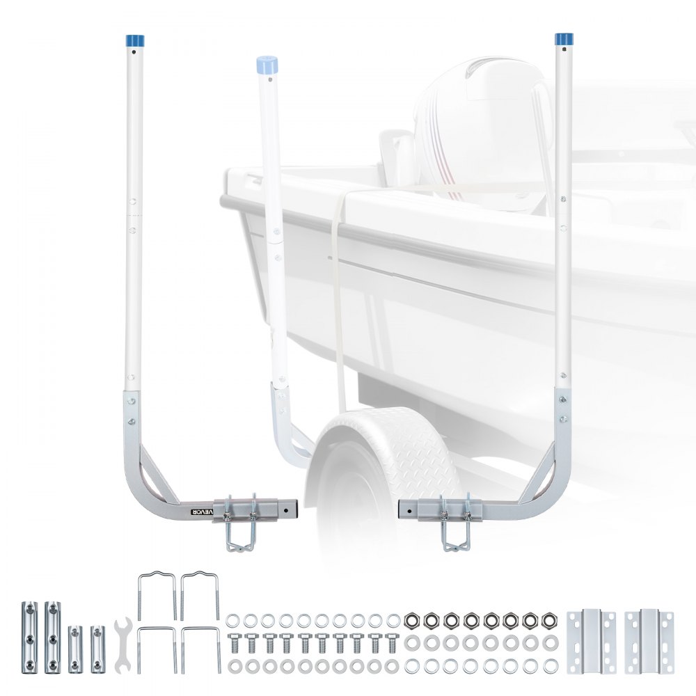 Guide de remorque de bateau 775 mm / 1205 mm, largeur réglable de 0 à 10 cm, guide de remorque en acier à haute résistance avec tuyaux en PVC, adapté aux bateaux de ski, bateaux de pêche compacts, petits voiliers