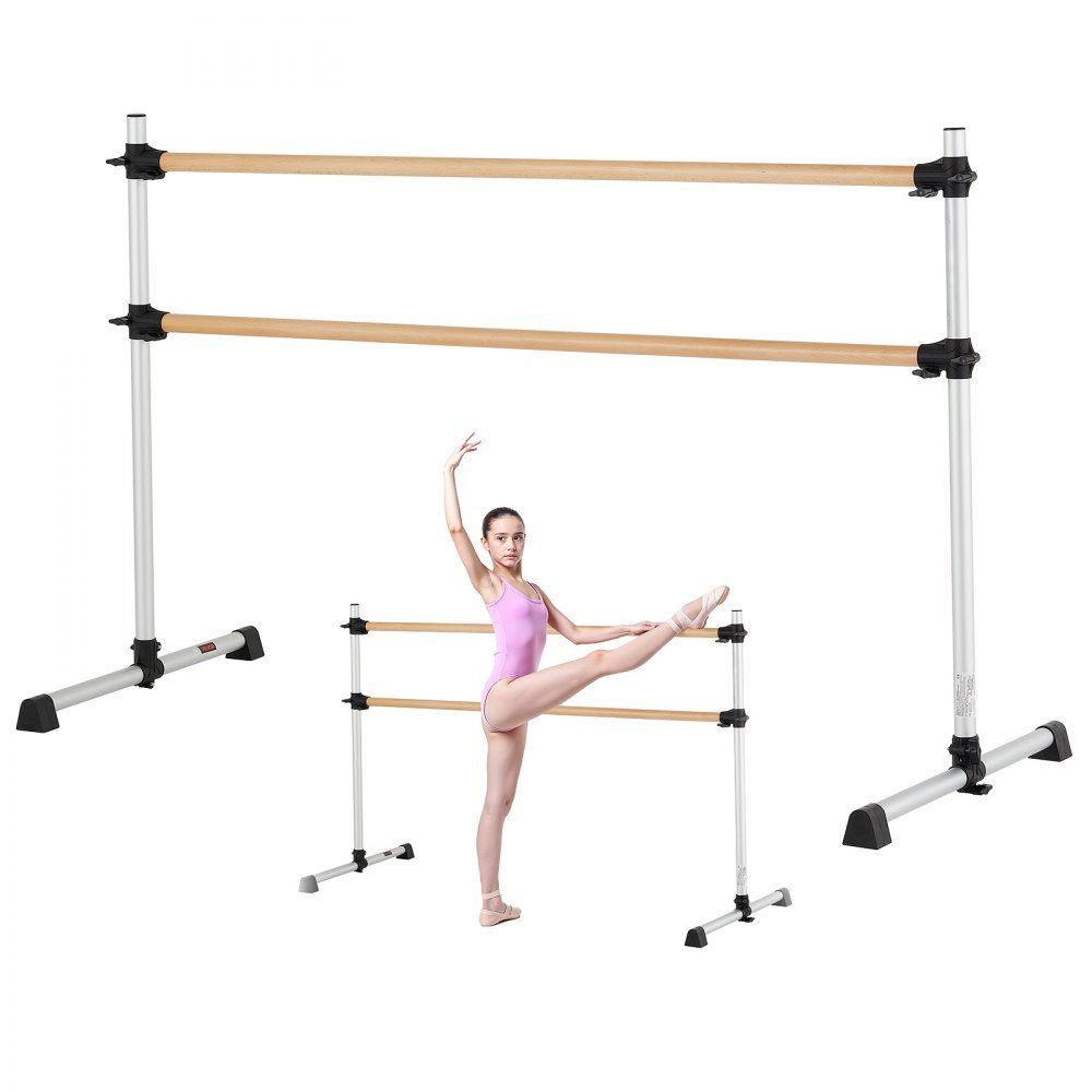 Ballettstange Tanzstange freistehende Doppelstange, höhenverstellbar (170-1165 mm) Dehnstange aus Holz für Ballettübungen, Gleichgewichtstraining, Entspannungsübungen