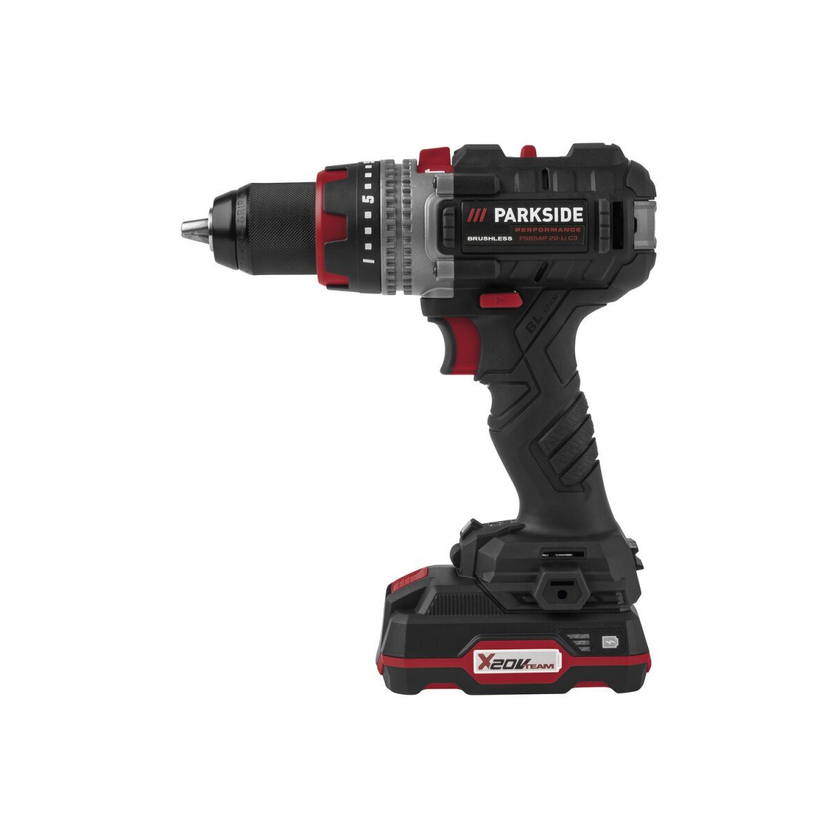 Zestaw akumulatorowego startera wiertarko-wkrętarki udarowej PARKSIDE PERFORMANCE® 20 V „PSBSAP 20-Li C3” z akumulatorem i ładowarką