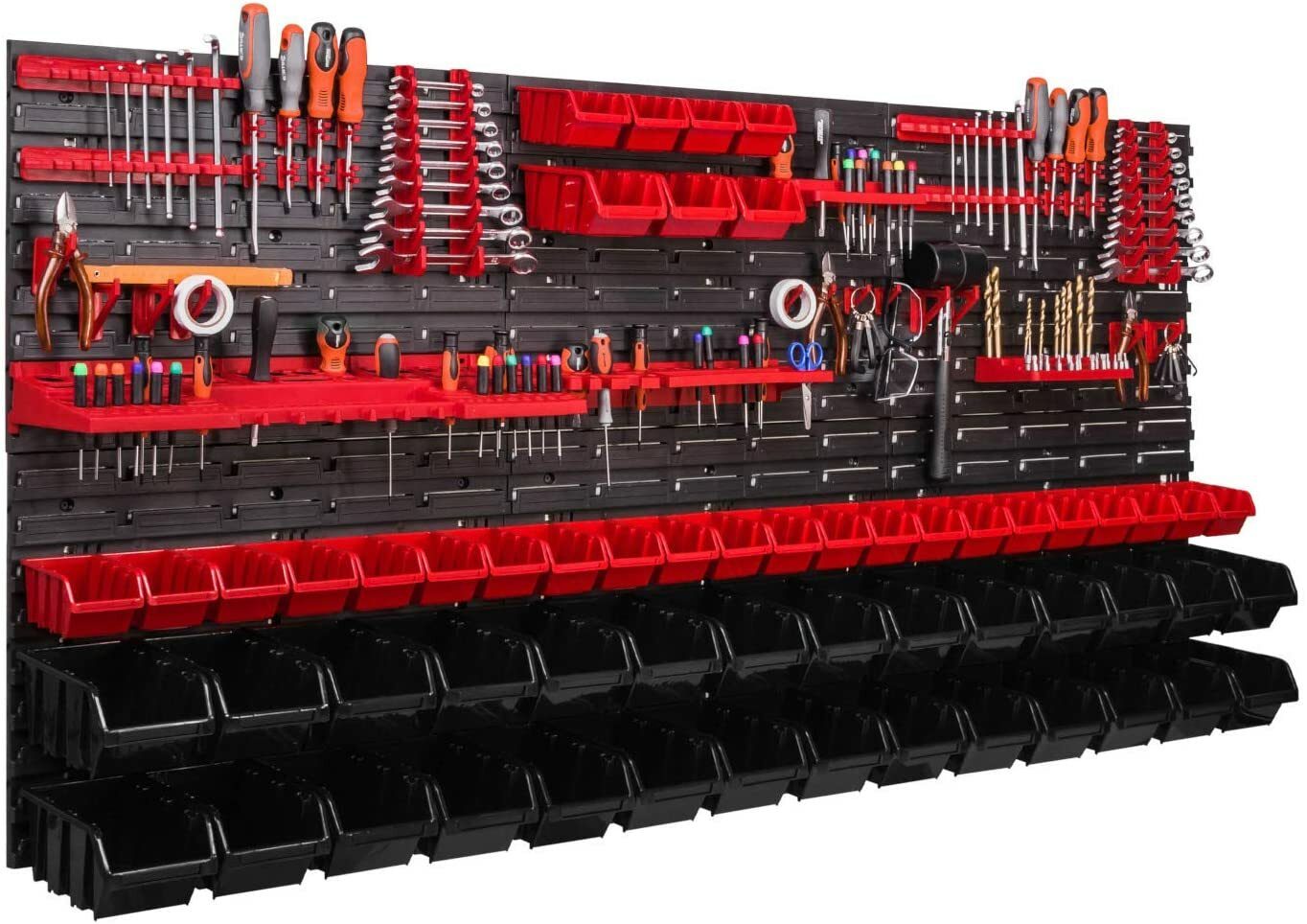 Stacking box wall shelf, workshop shelf, visible storage box, box, tool holder, hook set