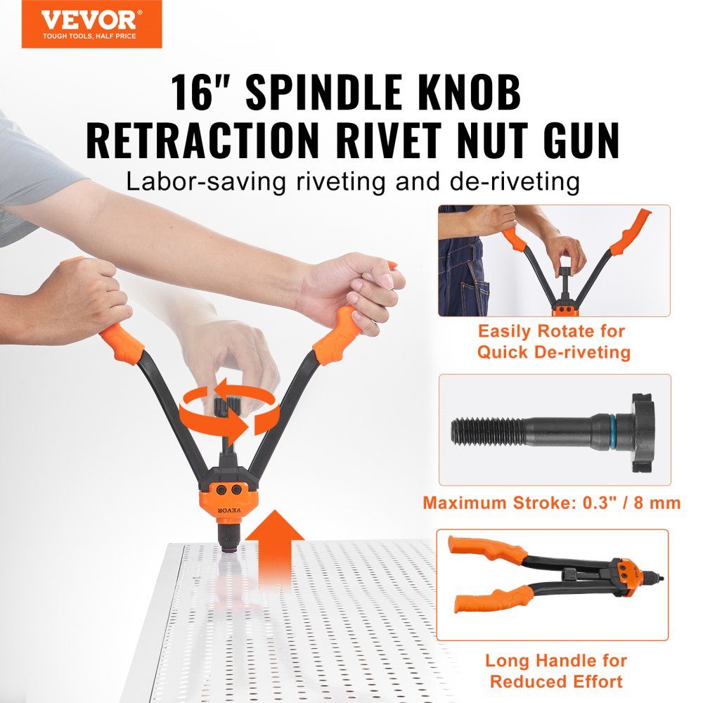 Rivet nut pliers set blind rivet nut pliers 410 mm, rivet pliers 13 sets of nuts and thorns, rivet nut tool M3 M4 M5 M6 M8 M10 M12 professional hand rivet pliers, riveting machine thread rivets
