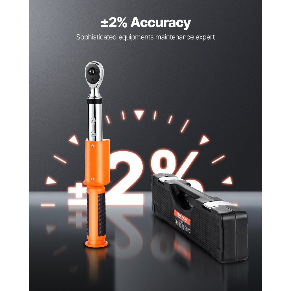 3/8" Drive (6.7-135Nm) Digital Torque Wrench Set, 72 Teeth, ±2% Precise Electronic Torque Wrench with Preset Value and LED Notification for Car Repair