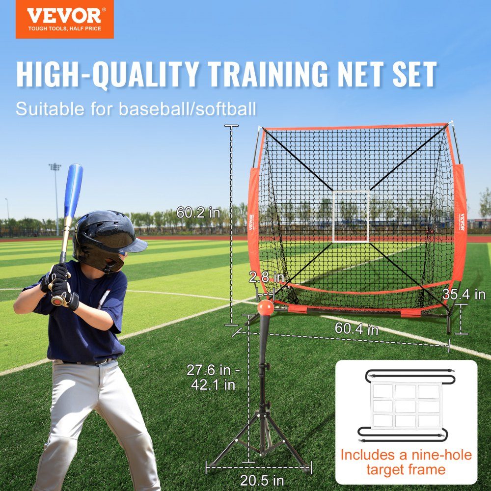 Pitching Net Pitching Target Baseball 153.4 x 90 x 153 cm, Baseball & Softball Pitching Target Made of Polyester Pitcher Net for Teenagers & Adults, Portable 600D Storage Bag Red
