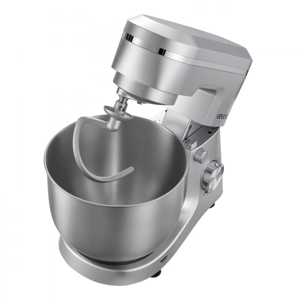 Knetmaschine Küchenmaschine zum Backen, 1500-W-Teigmaschine mit Edelstahlschüssel (5,7 l) & Knethaken & Rührbesen & Schneebesen, 10-Gang-verstellbarer Kippmixer Standmixer