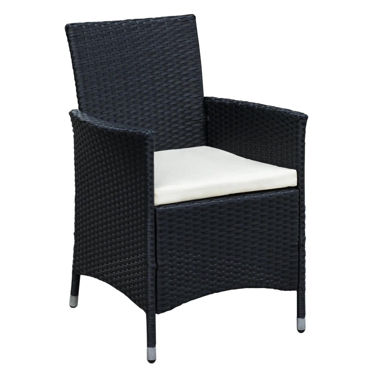 3-teilige Gartenmöbel Sitzgruppe Gartenset Lounge Polyrattan Rattan Essgruppe Schwarz