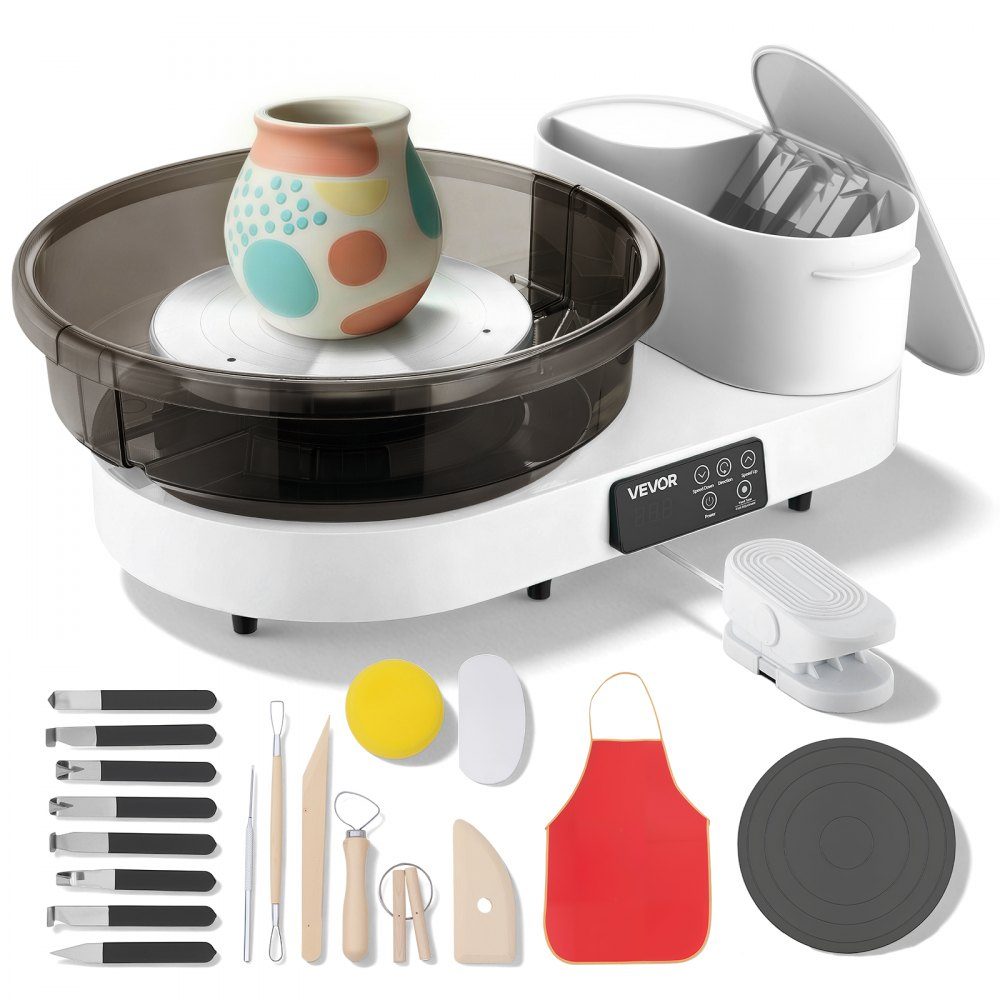 Electric Pottery Wheel 450W, Pottery Lathe 28cm/36cm Turntable, Pottery Machine with Foot Pedal and 30-300RPM Adjustable Speed ​​and Aluminum Housing, for Beginners DIY Clay Art