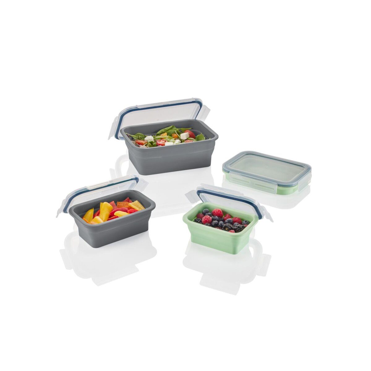 Składane pojemniki do przechowywania żywności/lunchbox SILVERCREST®, wykonane z żaroodpornego silikonu (prostokąt)