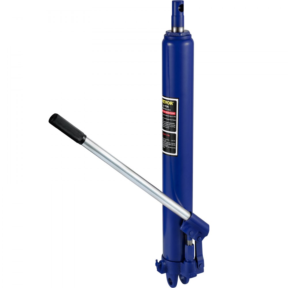8T capaciteit hydraulische lange ramkrik met enkele zuigerpomp en gaffelbasis Handmatige hoogwerkerkrik met handvat voor garagewerkkranen Motortakel Blauw