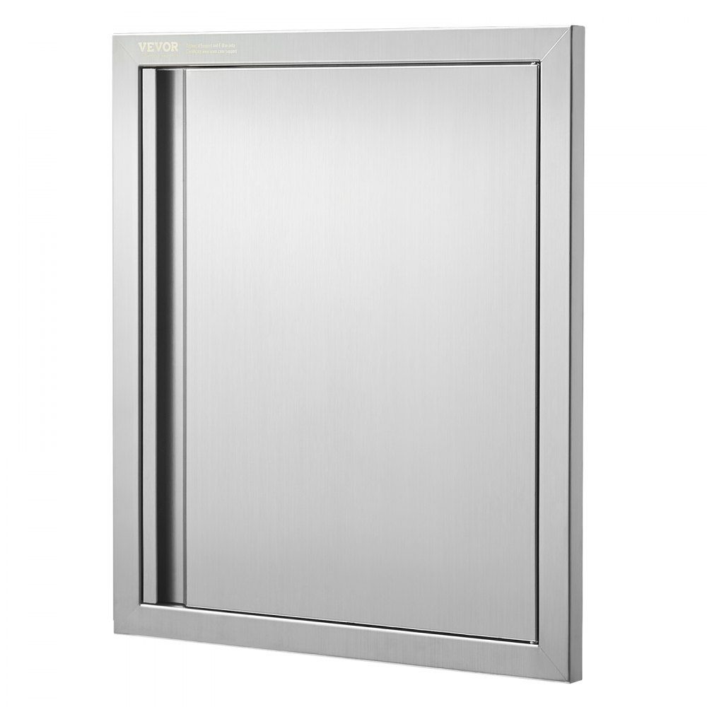 Porte d'accès au gril 457x533mm Porte de cuisine extérieure simple Porte encastrée en acier inoxydable Porte murale verticale avec poignée rétractable pour Grill Island Grill Station Armoire extérieure