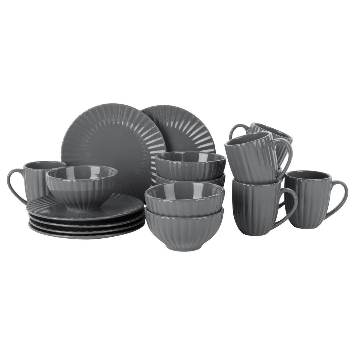 LIVARNO HOME Service de table en grès 18 pièces (gris)