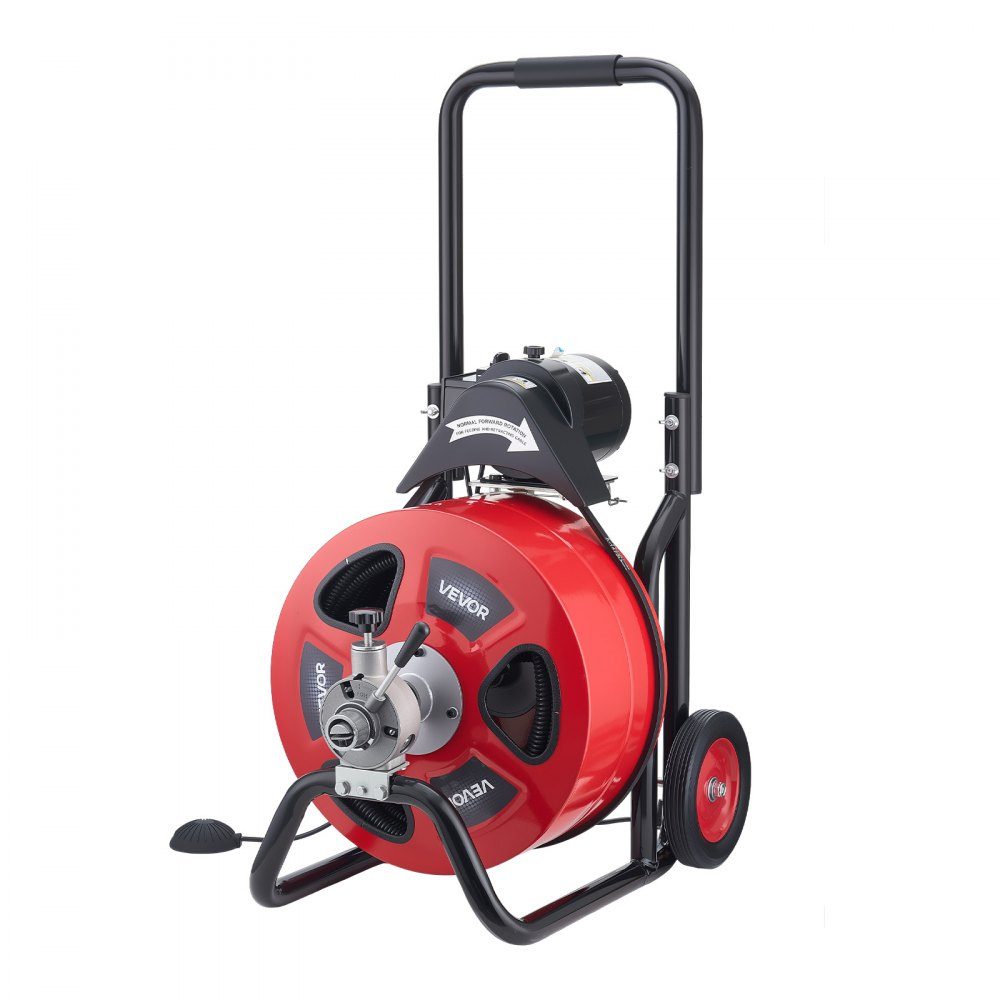 Rohrreinigungsmaschine mit automatischem Vorschub, 30m x 19mm Rohrreinigungsspirale mit Rollen, elektrischer Rohrreiniger für 100-200mm Rohre, Rohrreinigungsgerät für Abflüsse, Toiletten, Waschbecken