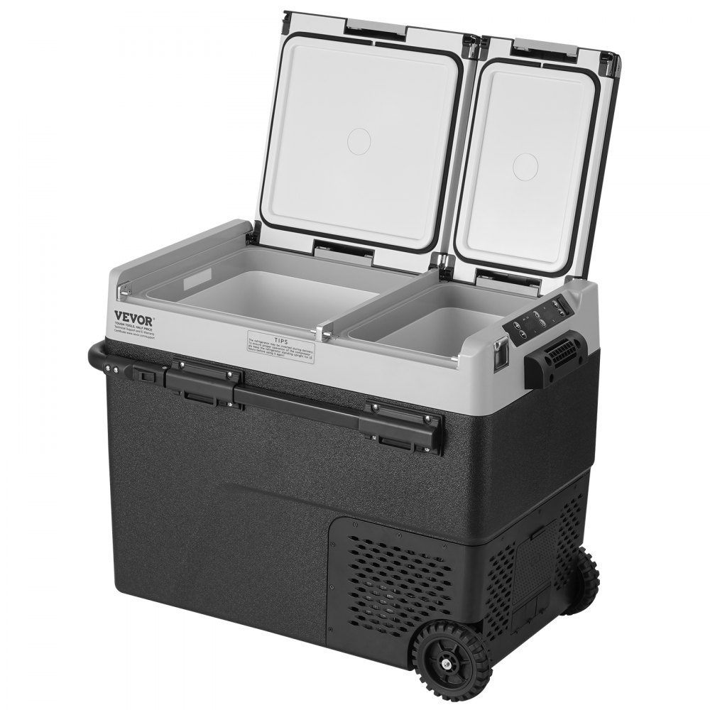 Portable Car Fridge, 12V Car Fridge, 58L/61.5QT Portable Dual Zone Freezer, -20°C to 20°C Adjustable Temperature, Compressor Cooler for Home, Outdoor, Camping