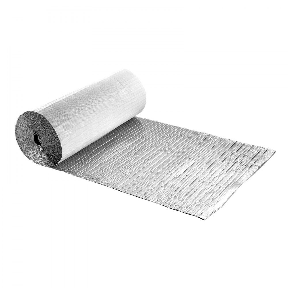 Isolierfolie, Isolierfolie mit Luftpolstern, 6 mm, 122 cm x 30,48 m, Aluminiumfolie, weiße PE-Folie, wärmereflektierender Schutz, Wärmedämmrolle für Garagentore, Fenster, Wohnmobildächer