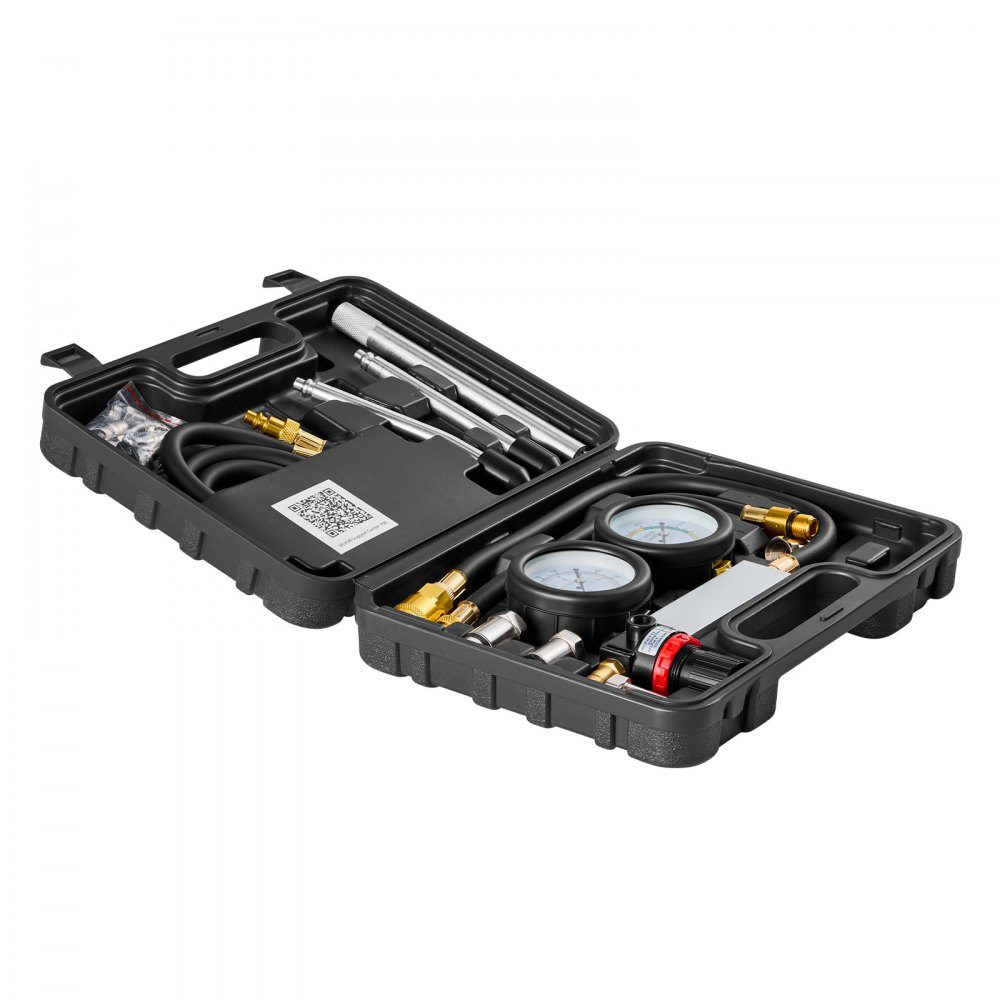 Engine Cylinder Pressure Loss Tester, 0-100psi Pressure Gauge Range, Cylinder Pressure Tester with 4 Adapters and 2 Metal Tubes, Automotive Compression Test Kit, Pressure Test and Leak Rate Measurement