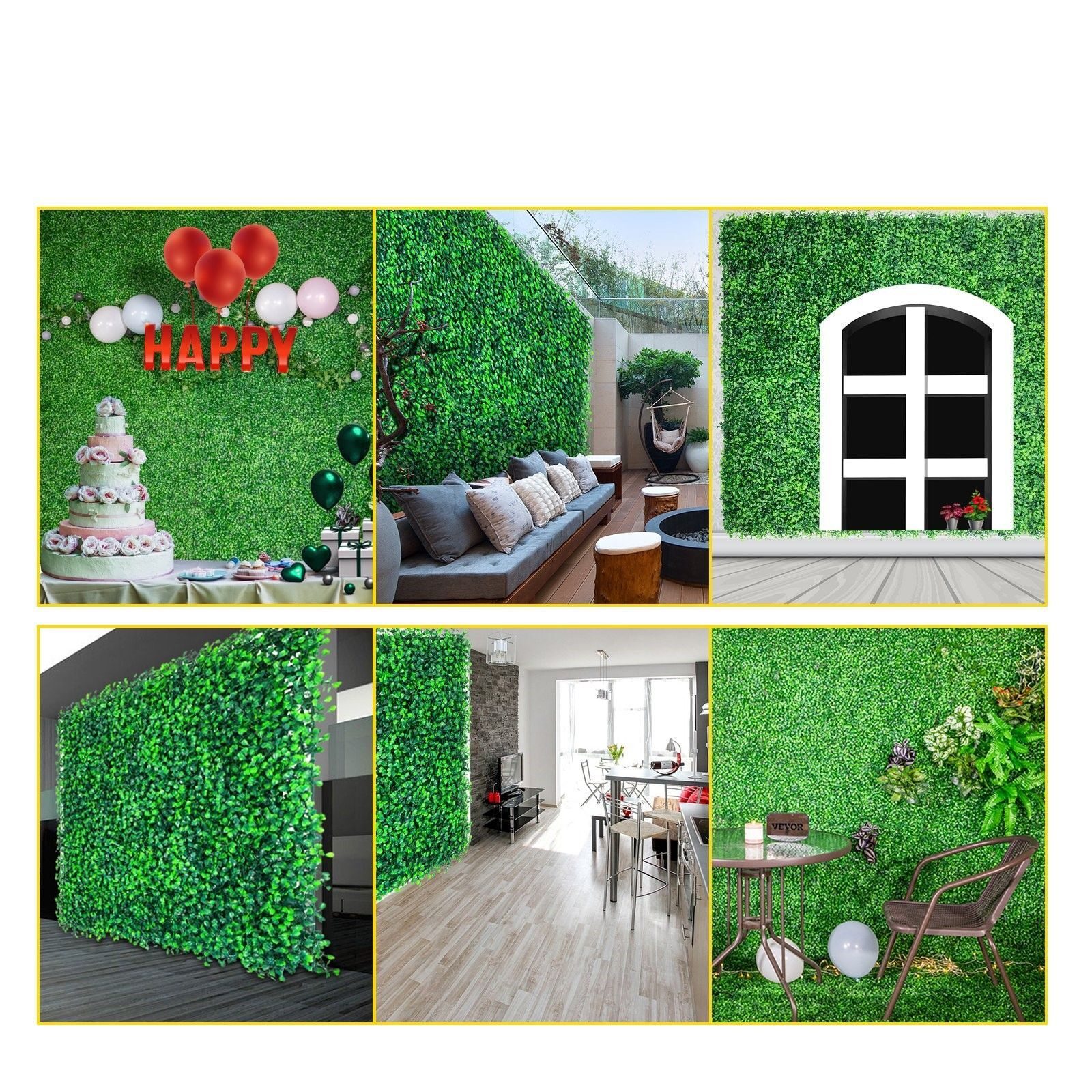 Haie artificielle 12 pièces 50,8 x 50,8 cm en 100 % PE Mur végétal Surface de couverture de 3 m² Haie d'intimité 4 cm d'épaisseur Décoration murale Haie végétale