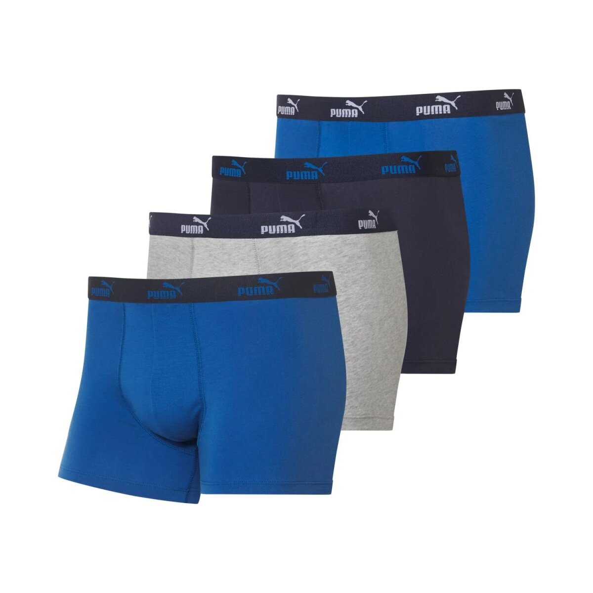 PUMA Men's Boxer Shorts, Pack of 4, Great Comfort (Blue/Grey, M)